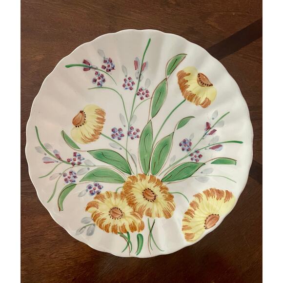 Blue Ridge Southern Pottery "Angelina" Hand Painted Vintage 8" Scalloped Bowl - Picture 1 of 6